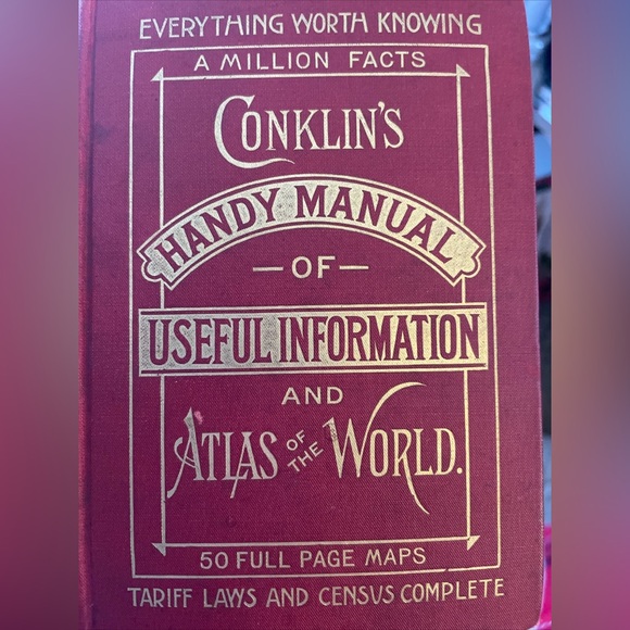Book 1896 Conklin's Handy Manual Of Information Facts Figures Maps History VTG